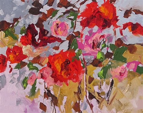 Original Abstract Floral Painting Fauve Flower Garden Bright Bold