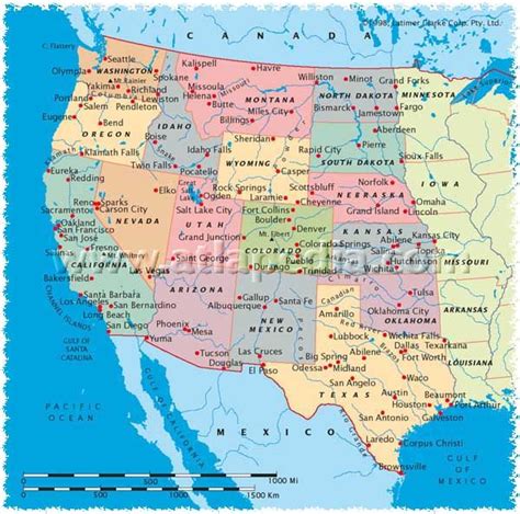 Political Map Of Western United States Of America Atlapedia® Online