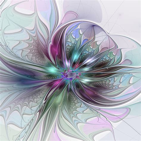 Colorful Fantasy Abstract Modern Fractal Art Flower