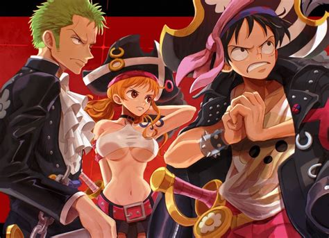 Nami Monkey D Luffy And Roronoa Zoro One Piece And 1 More Drawn By