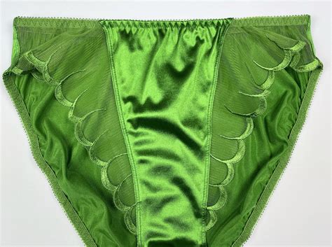 High Leg Satin Panty With Mesh Accents · Green · S 5 Ebay