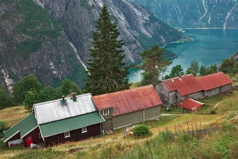 The Kjeasen Mountain Farm In Eidfjord Norway Stock Image Image Of