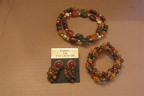 Carol For Eva Graham 3 Piece Set Necklace Bracelet Earrings Brand New