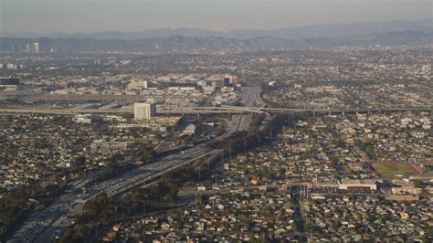5k Stock Footage Aerial Video Of Heavy Traffic On The 405 Near The 105