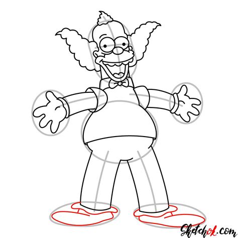 How To Draw Krusty The Clown Sketchok Easy Drawing Guides Krusty