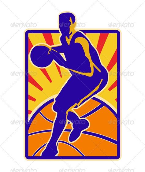 Basketball Player Dribbling Ball Retro By Patrimonio Graphicriver