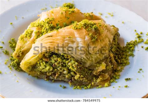 Turkish Dessert Sobiyet Baklava Pistachio Fistikli Stock Photo