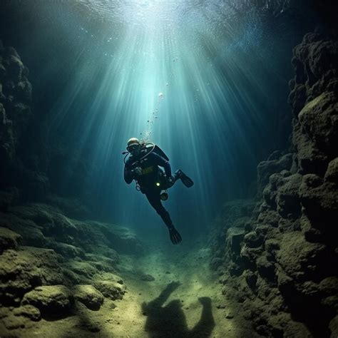 Premium Ai Image Cave Diving Underwater World