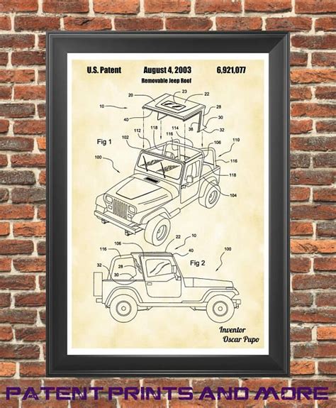 Jeep Wrangler Poster Jeep Patent Print Jeep Wrangler Top Etsy Jeep