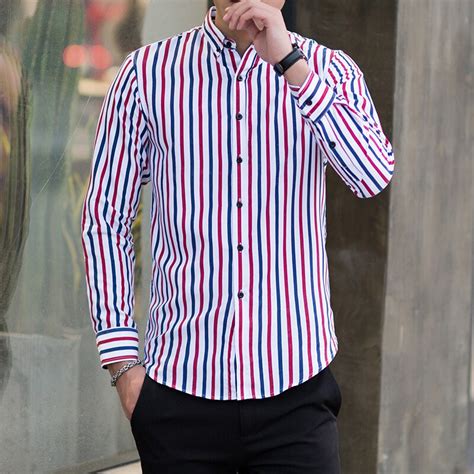 Northstyle Mens Red And White Striped Long Sleeve Shirt Hand Express