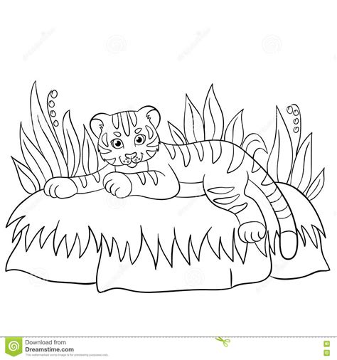 Coloring pages for children : Coloring Pages. Wild Animals. Little Cute Baby Tiger ...