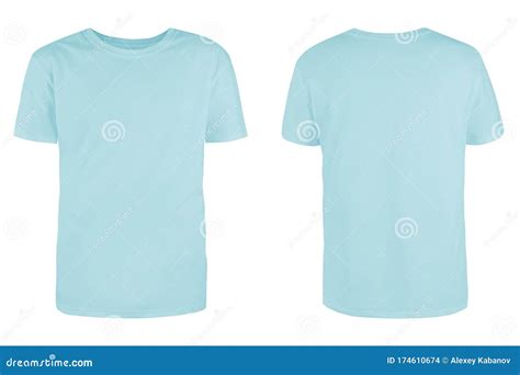 Men Pastel Blue Blank T Shirt Templatefrom Two Sides Natural Shape On