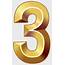 Gold 3 Text Number Numerical Digit  Three Transparent