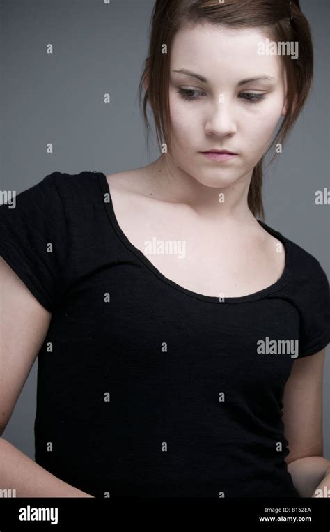 Moody Sallow Pale Skinned Teenage Girl Looking Sad And Depressed