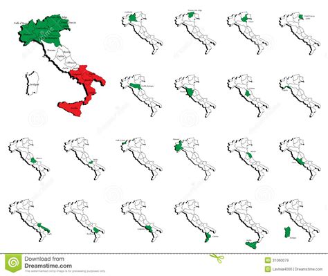 Italy Provinces Maps 1 Stock Vector Illustration Of