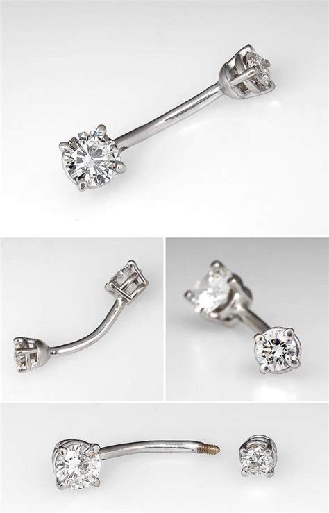 Ct Diamond Belly Button Navel Ring Kt White By Blueriver
