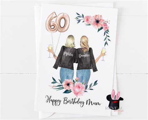 Mum 60th Birthday Card Mother And Daughter Birthday Card Etsy