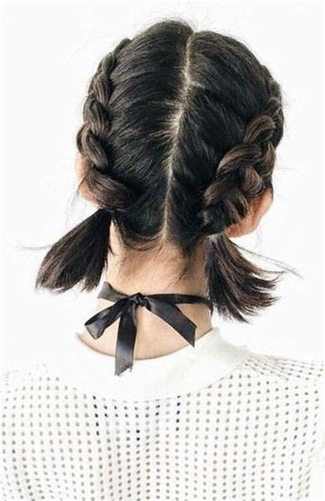 Simply gather hair into pigtails and loop into messy twists. 30 BEST FRENCH BRAID SHORT HAIR IDEAS 2019 - crazyforus