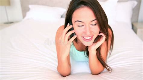 Brunette Lying On A Bed In Cozy Room Stock Footage Video Of Person