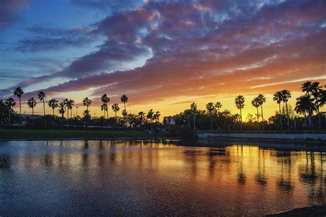 Palm Beach Gardens Sunset At Gardens Parkway Lake Photograph By Kim
