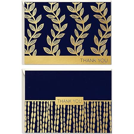Amazon Com Hallmark Thank You Cards Assortment Gold And Navy