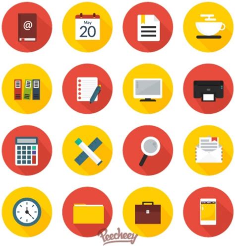 Office Work Icon Set Vectors Graphic Art Designs In Editable Ai Eps
