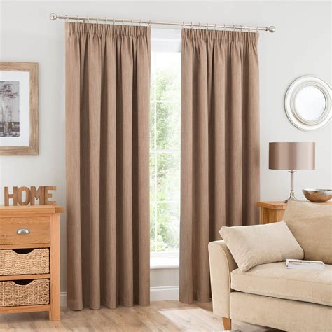 Herringbone tweed texture designer blackout thermal drapery panels. Solar Latte Blackout Pencil Pleat Curtains | Insulated ...
