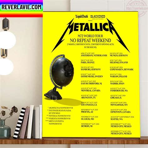 Metallica M72 World Tour No Repeat Weekend Home Decor Poster Canvas