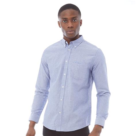 Buy Ben Sherman Mens Long Sleeve Oxford Shirt Blue