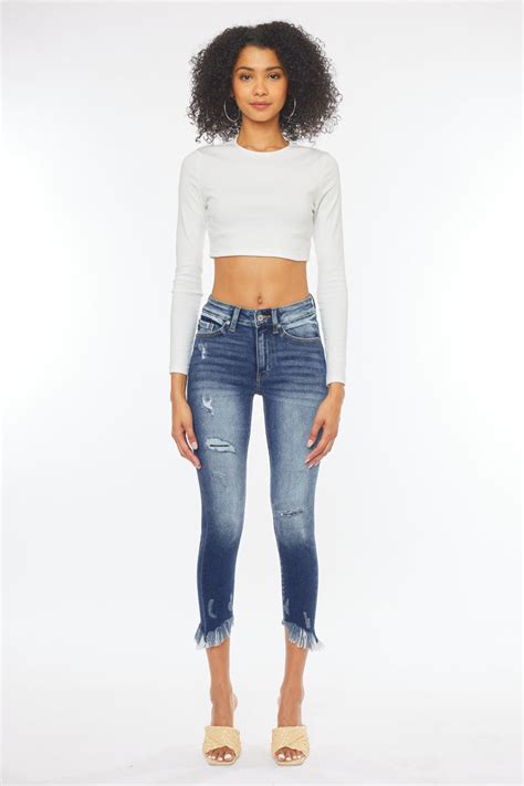 Azaria High Rise Cropped Skinny Jeans Official Kancan Usa