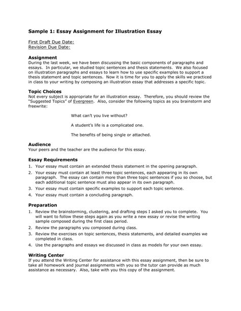 Sample 1 Essay Assignment For Illustration Essay