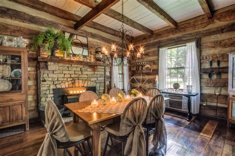 Check out our log dining table selection for the very best in unique or custom, handmade pieces from our dining room furniture shops. Gentry Farm Log Cabin Dining Room Left - Rustic - Dining ...