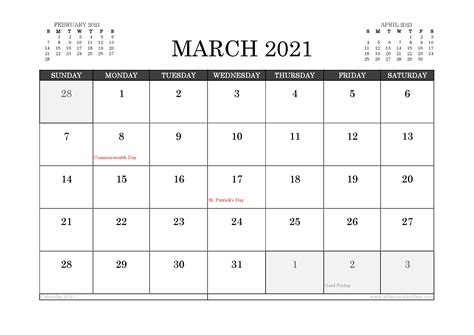 Holidays play a very important role in our life. March 2021 Calendar Canada with Holidays