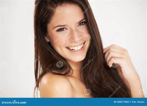 Comfortable In Her Own Skin A Beautiful Brunette Stock Image Image