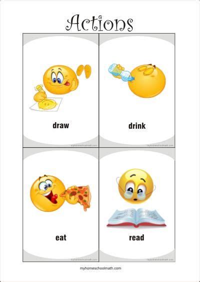 Actions Free Printable Flash Cards For Fun Preschool Learning