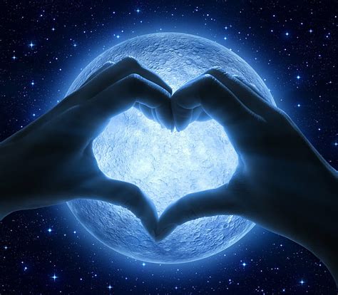 Hd Wallpaper Holiday Valentines Day Hand Love Moon Night Sky