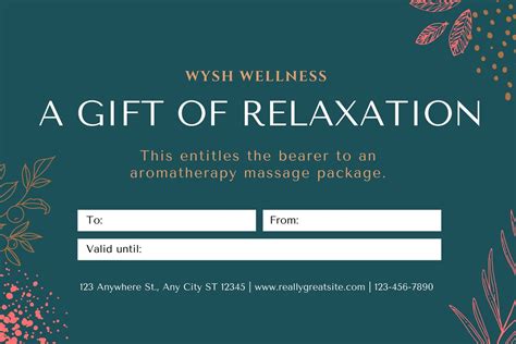 Massage Gift Certificate Template Free Printable
