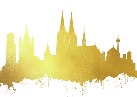 Cologne Skyline Gold Digital Art By Erzebet S Pixels