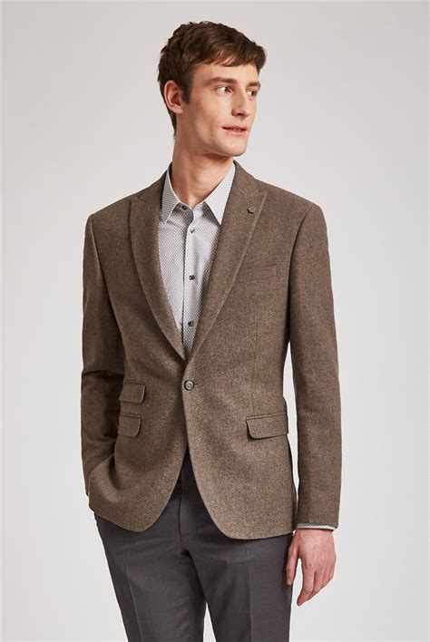 Ted Baker Mens Oatmeal Tweed Slim Fit Jacket Suit Direct