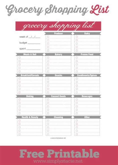 Free Grocery Shopping List Printable Simply Stacie Sexiz Pix