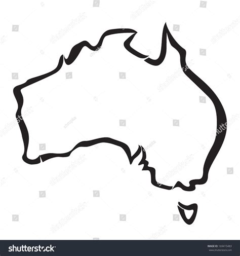 Black Outline Australia Map Stock Vector 169415483 Shutterstock