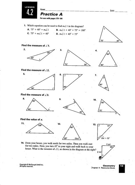 angles of triangles worksheet answers