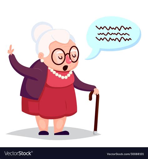 old woman with cane senior lady glasses talking vector image