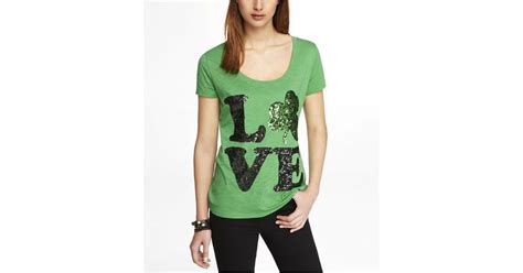 Express Sequin Shamrock Love Tee 40 St Patricks Day Ts For