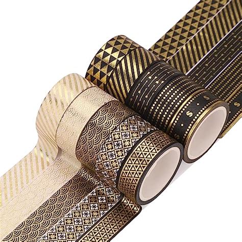 10 rouleaux washi tape set 5 m décoratif feuille d or washi tape masking tape ruban décoratif
