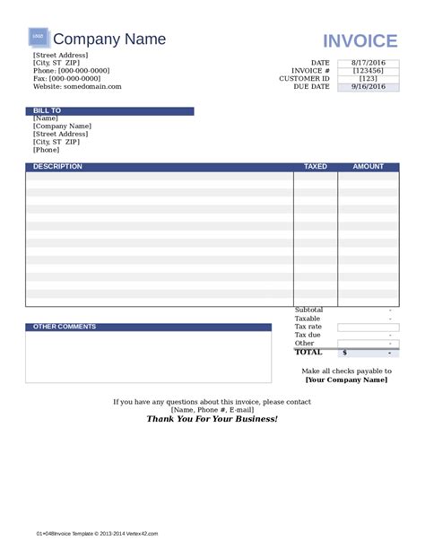 Free Fill In Invoice Templates Vermontplm