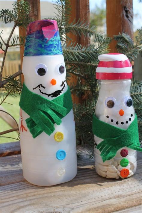 Up Cycled Creamer Bottles As Snowmen The Clear Bottle Can Be Stuffed