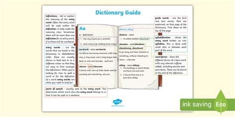 Dictionary Guide Display Poster Teacher Made