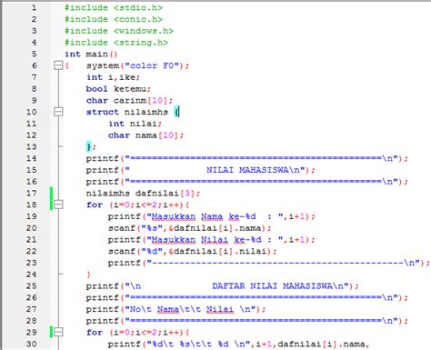 Struktur Dan Pencarian Serta Contoh Programnya Dalam Bahasa C