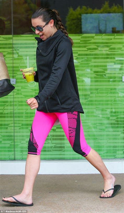 Lea Michele Leaves Daily Workout At Gym In Hot Pink Leggings Hot Pink Leggings Lea Michele
